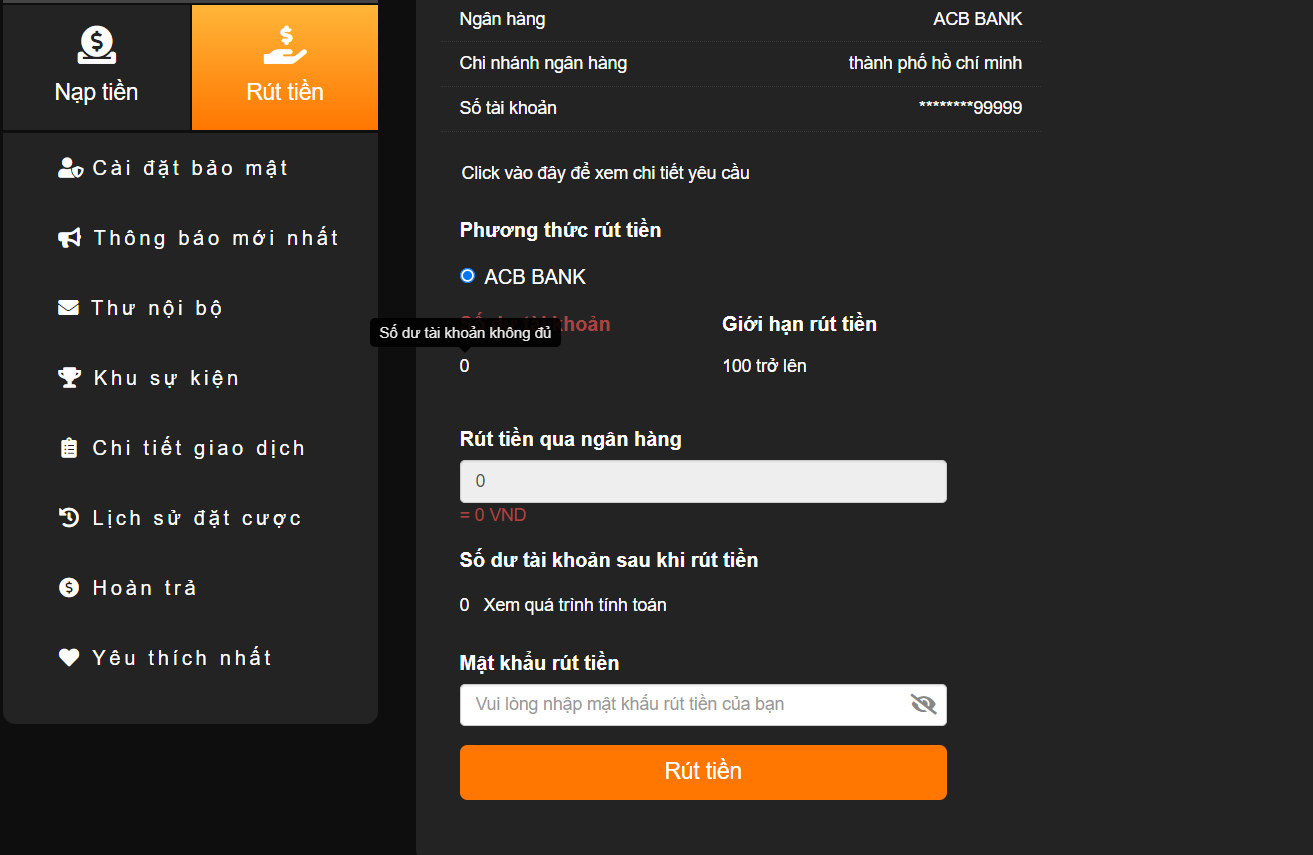 R&uacute;t tiền tại i9Bet y&ecirc;u cầu bạn phải r&uacute;t tối thiểu từ 100.000 đồng trở l&ecirc;n